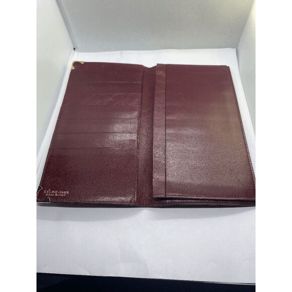 Authentic Celine Paris Burgundy Red Leather Long Slim Wallet - Picture 4 of 10